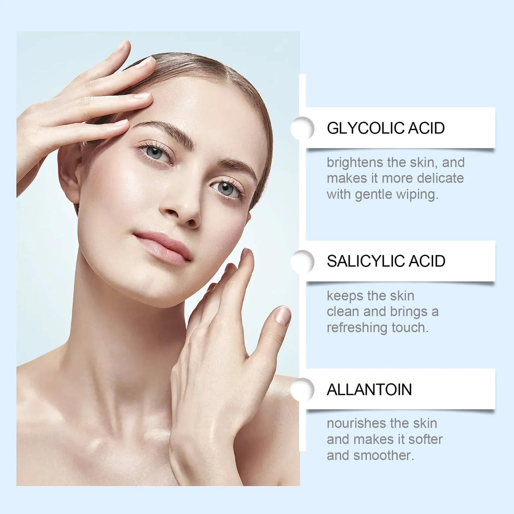 Pack of 60 Glycolic Acid Cutin Cotton Cloth exfoliating pads for facial skincare