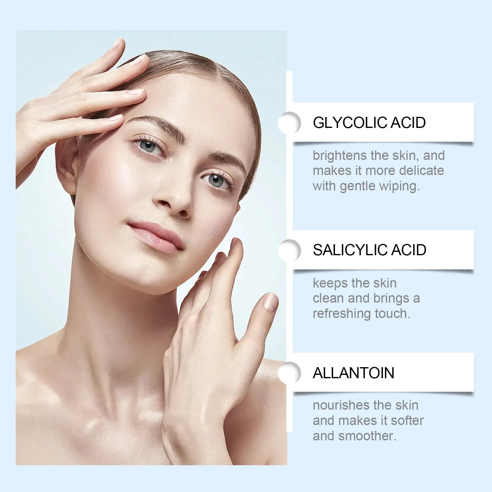 Pack of 60 Glycolic Acid Cutin Cotton Cloth exfoliating pads for facial skincare