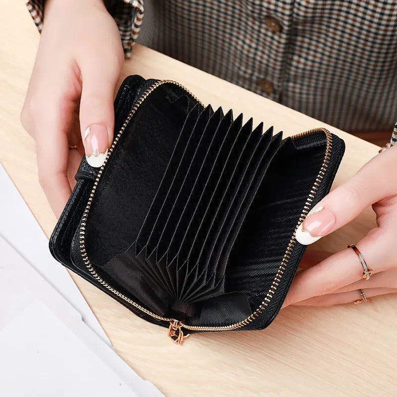 Lychee pattern pu leather ladies short wallet in two-fold design showing beige colour option.