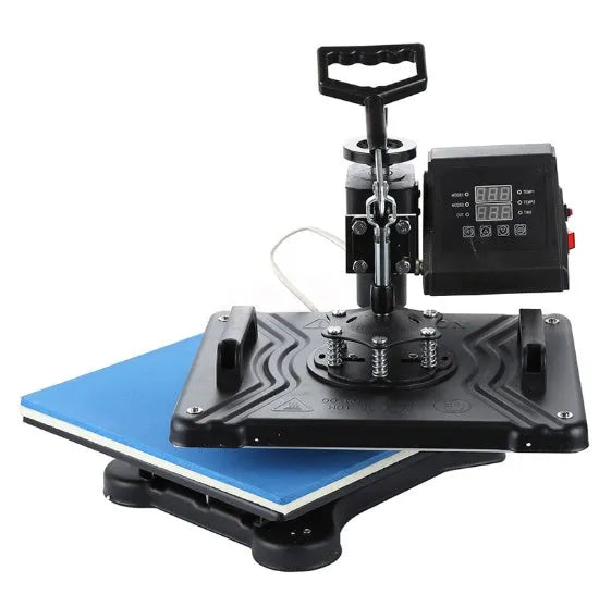 Black thermal transfer heat press machine for T-shirt and fabric printing with control panel