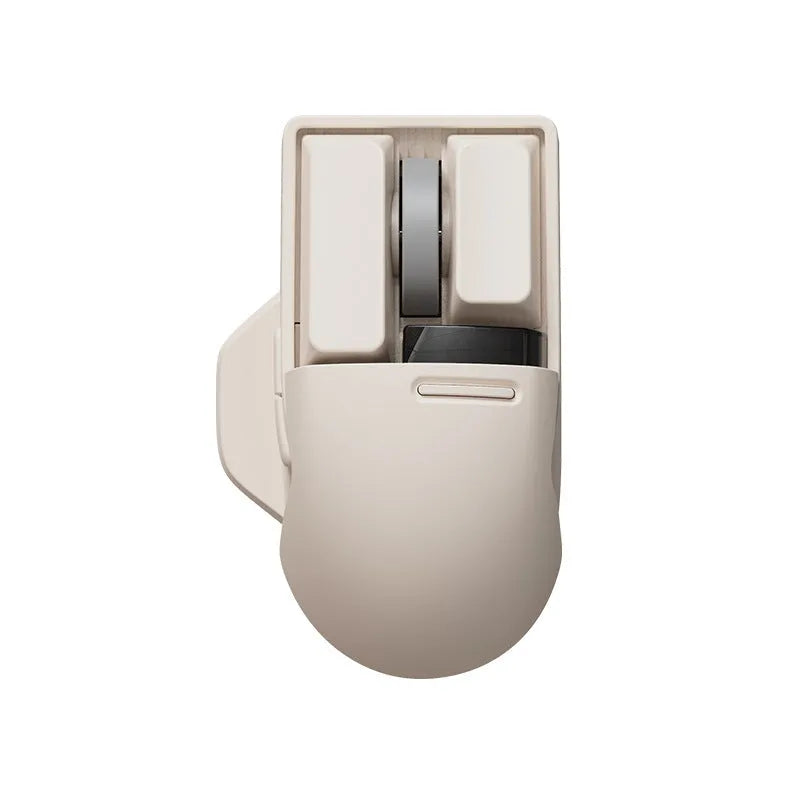 Xiaoqiao three-mode wireless mouse in Tofu colour showing ergonomic shape and multiple buttons
