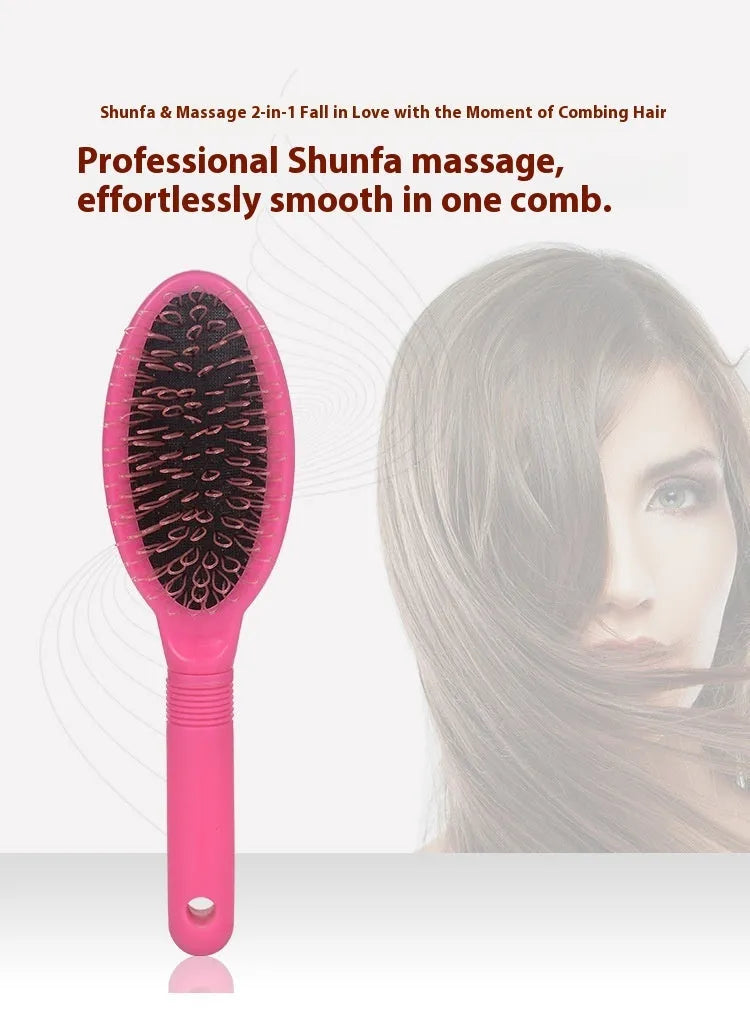 Plastic airbag comb with ring teeth for hair extensions in black or pink colour
