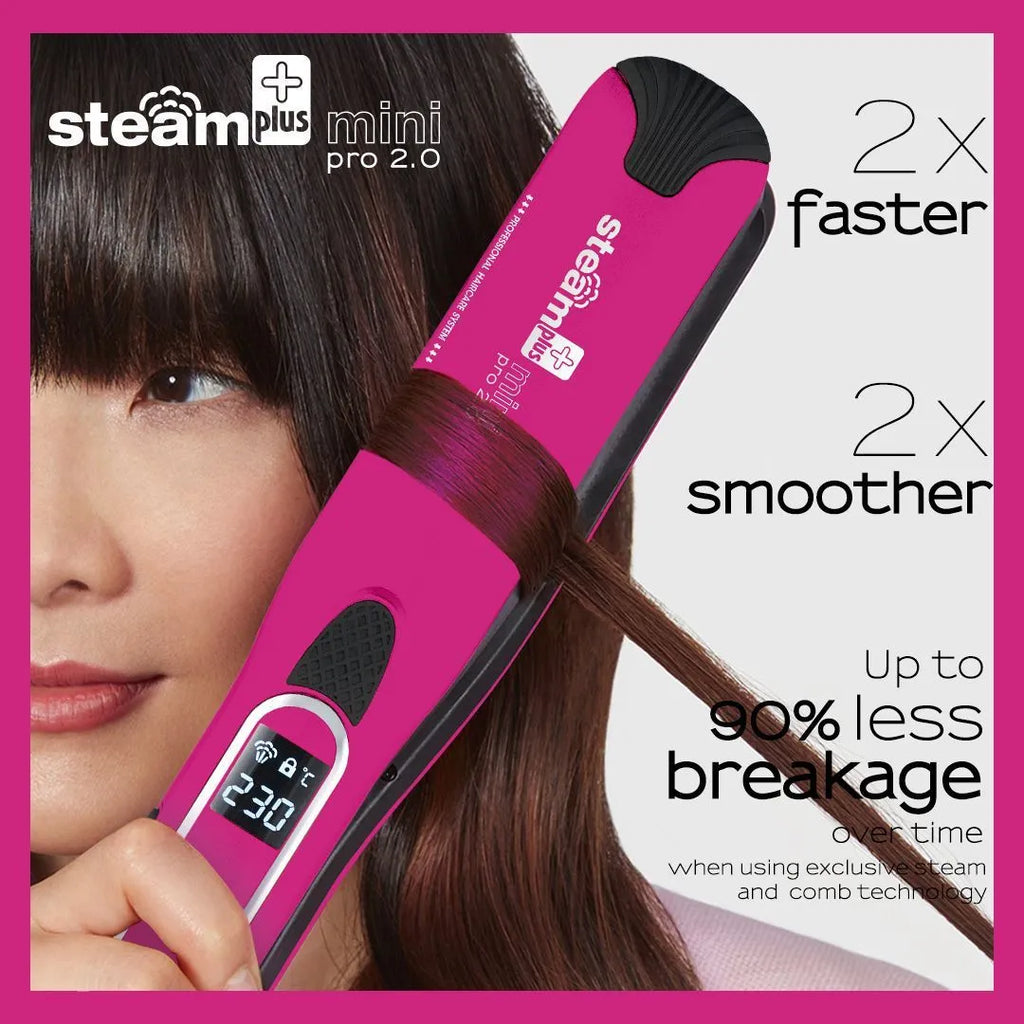 Mini steam hair straightener in purple, rose red or champagne colour with 200W European voltage
