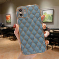 Electroplated diamond pattern TPU phone case for Apple iPhone in black, back cover style