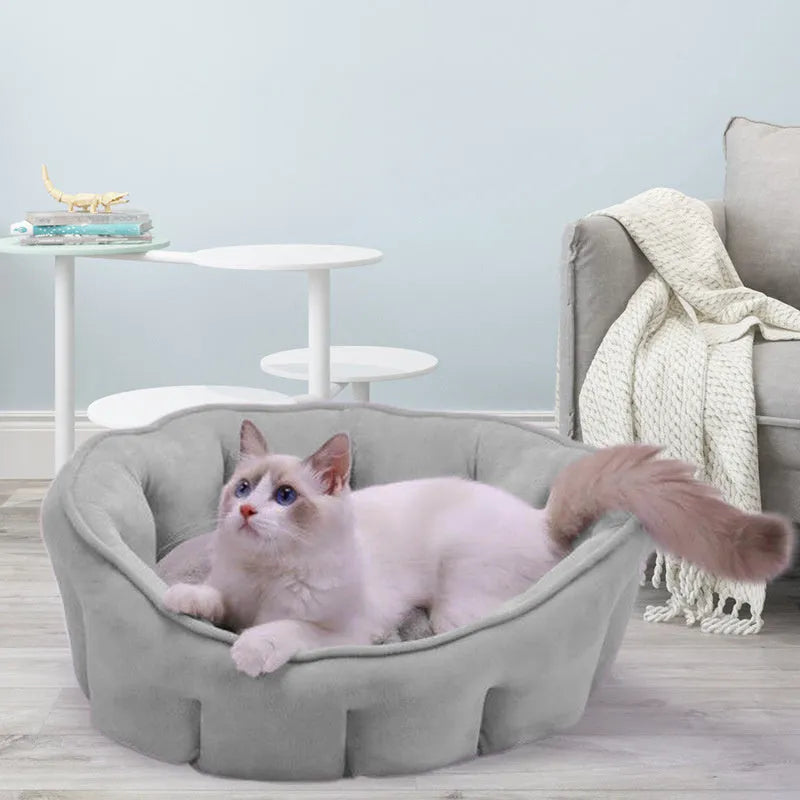46cm cube cat kennel mat house with plush interior in grey, green, pink, or yellow colours