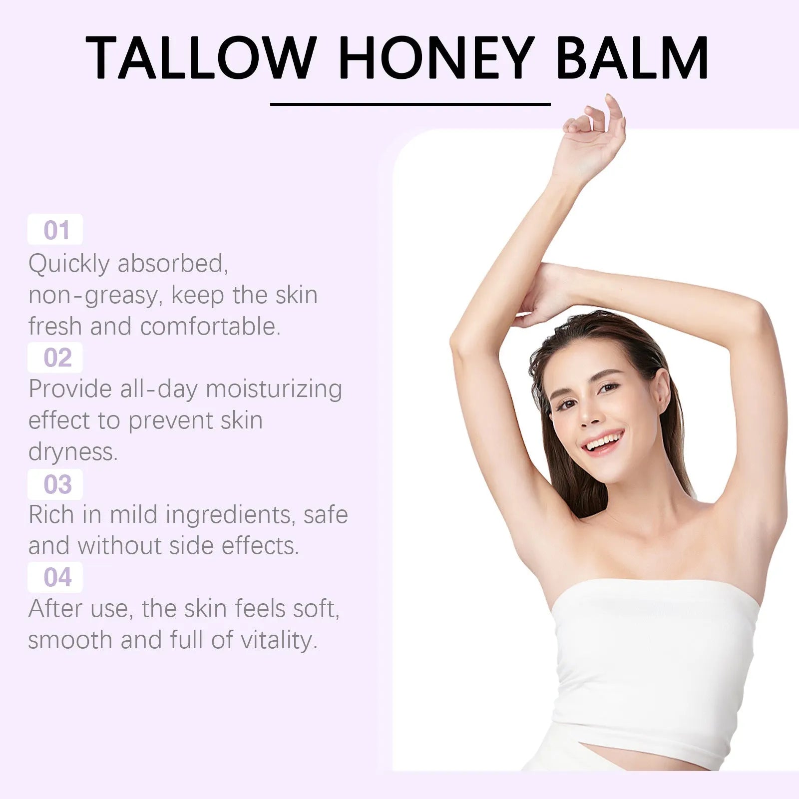 57g jar of tallow honey moisturising cream for dry skin relief and elasticity restoration