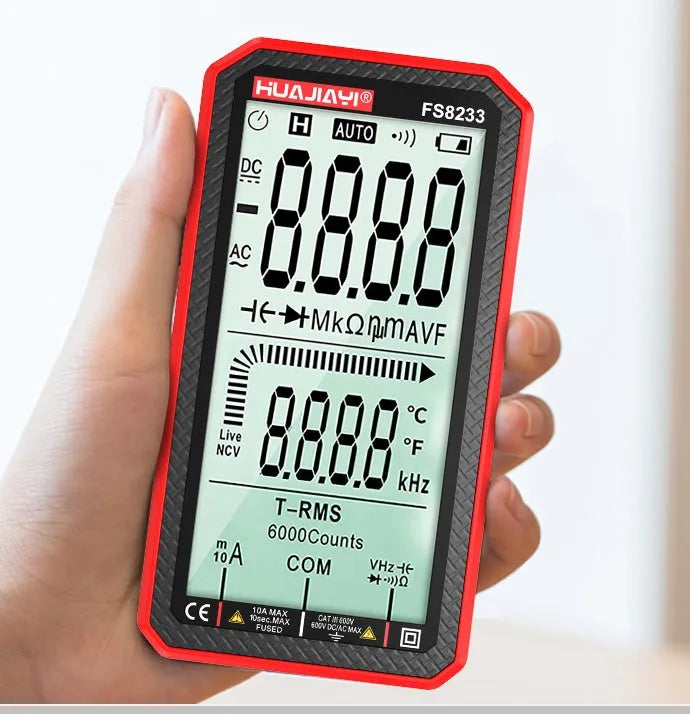 Large screen automatic digital multimeter handheld electrical tester in black colour
