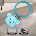 Rechargeable remote control cat infrared halter collar toy with adjustable strap, shown in pink and blue colour options