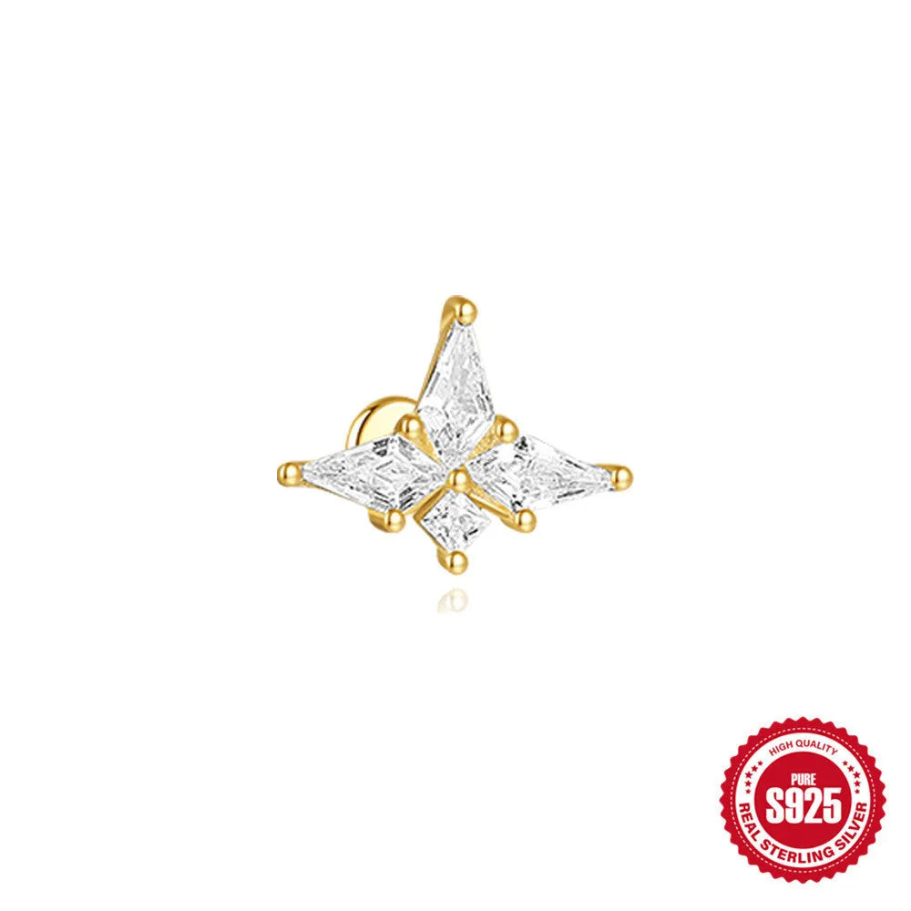 Sterling silver geometric kite-shaped earrings with a rhinestone-encrusted chain tassel in a gold colour finish.