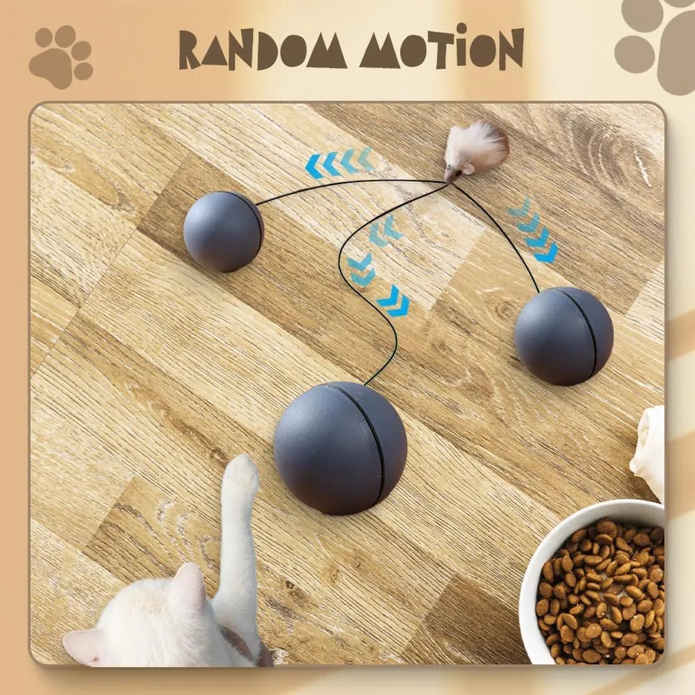 Automatic motion-activated rolling cat ball toy with blue and orange colour options