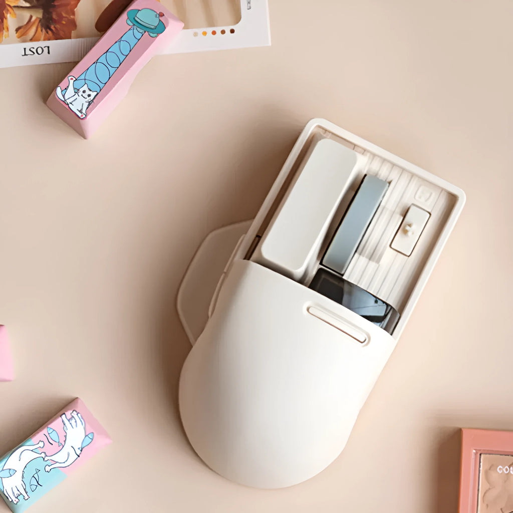 Xiaoqiao three-mode wireless mouse in Tofu colour showing ergonomic shape and multiple buttons
