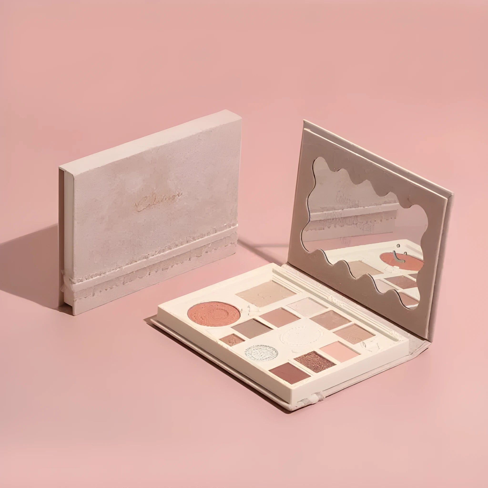 Embossed all-in-one eyeshadow highlighter blush plate with 8 colours, Almond Baked Milk shade