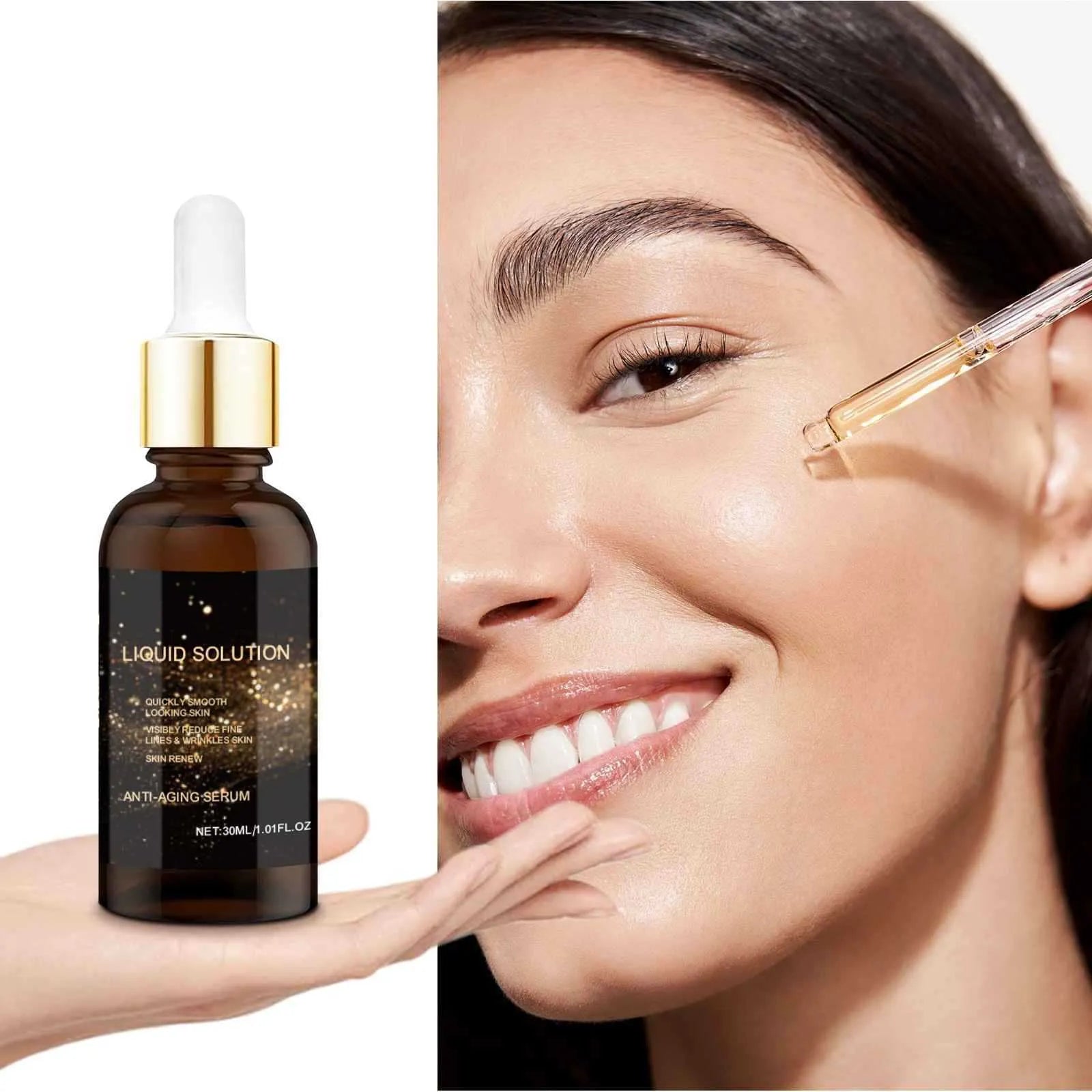 30ml facial moisturising solution bottle with hyaluronic acid and glycerin formula