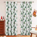 Christmas forest punching pattern polyester curtain hanging on window with sunshade function