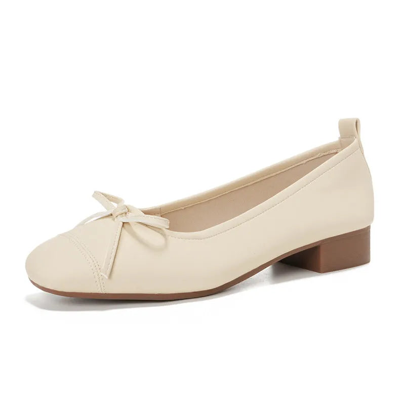 Multicolor low heel retro flats with rhinestone and sequin decoration, pointed toe, square heel, in pink colour