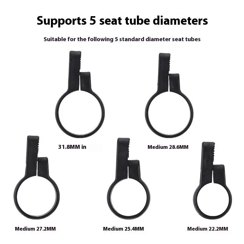 Red plastic anti-theft bicycle taillight bracket mounted on seat post with reflective surface