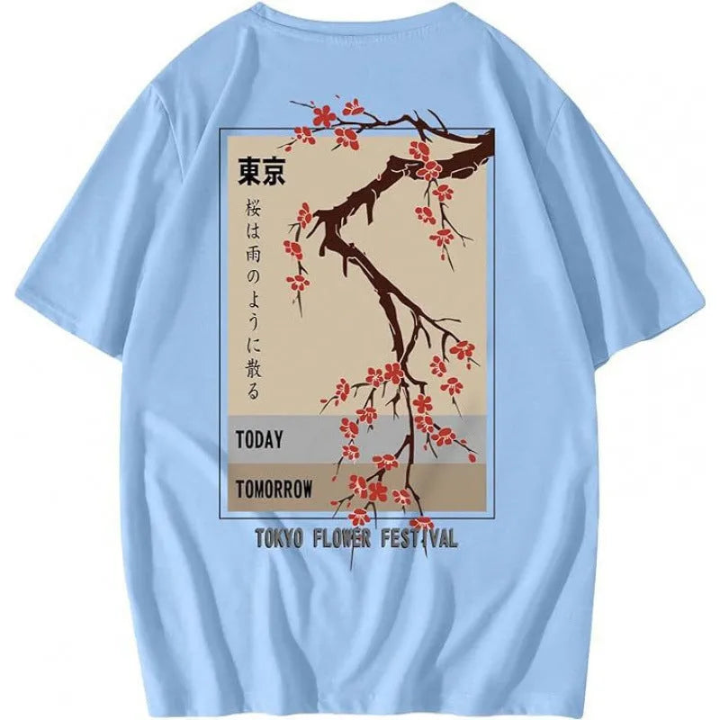 Men's grey short sleeve street T-shirt with abstract digital print, casual pullover style.
