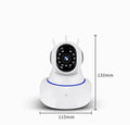 White dome-style wireless HD security camera for indoor and outdoor use.