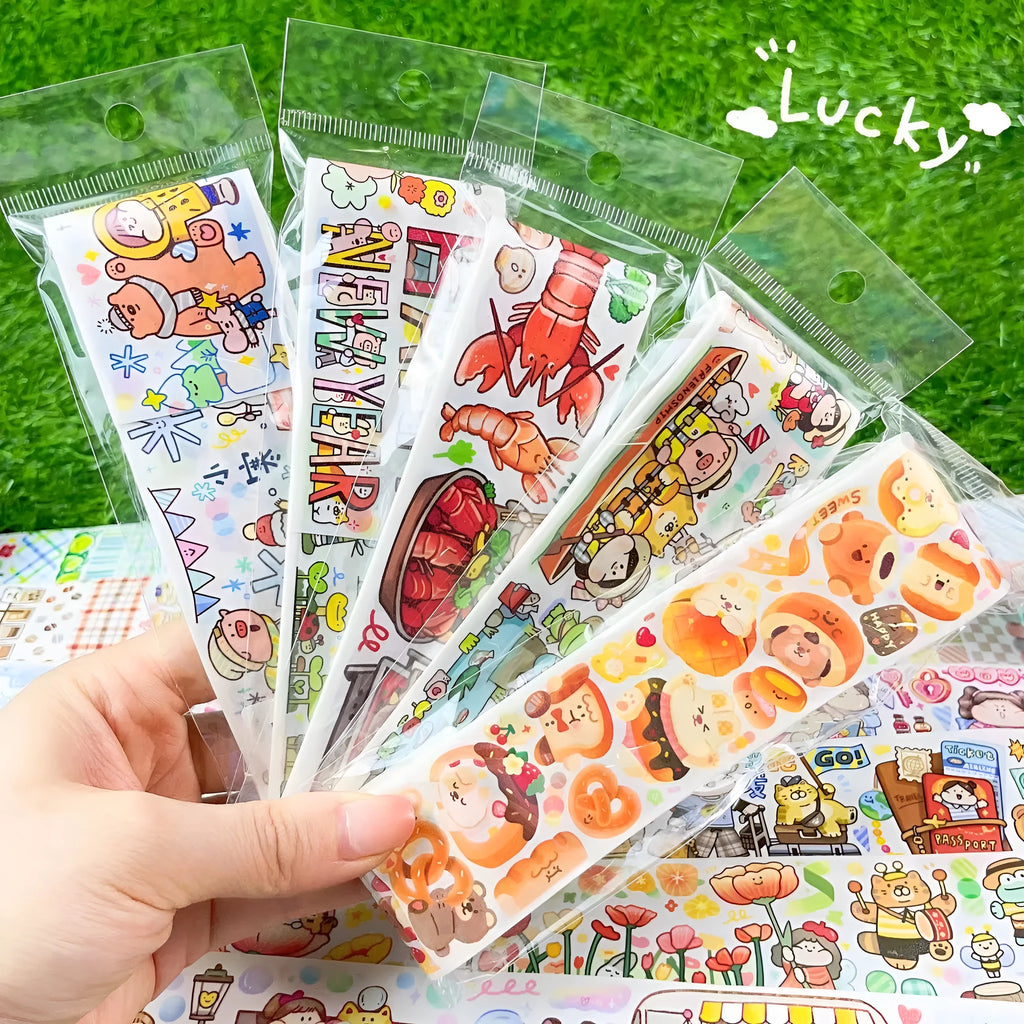 Colourful cartoon character stickers on Japanese paper for haemorrhoid tape packaging customisation