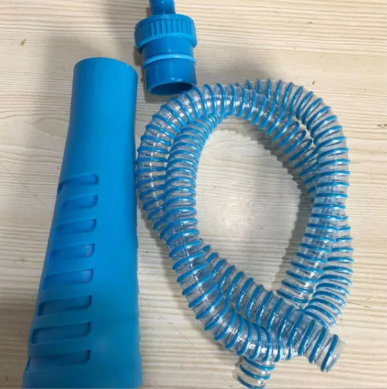 Blue plastic suction pipe vacuum cleaner attachment with round head for washing machine dust cleaning, 114cm length