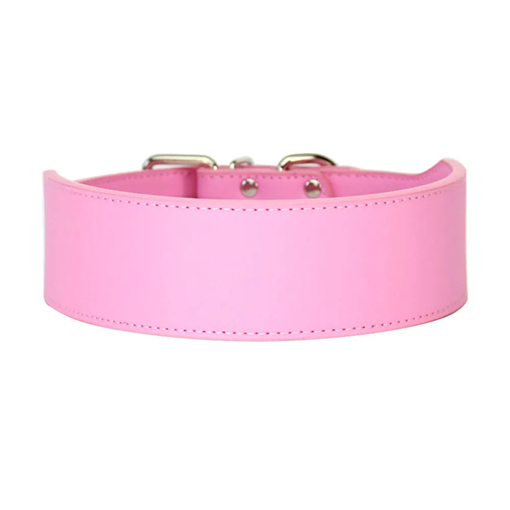 Fish pattern leather anti-break dog collar in red, blue, black, pink or brown with adjustable sizing
