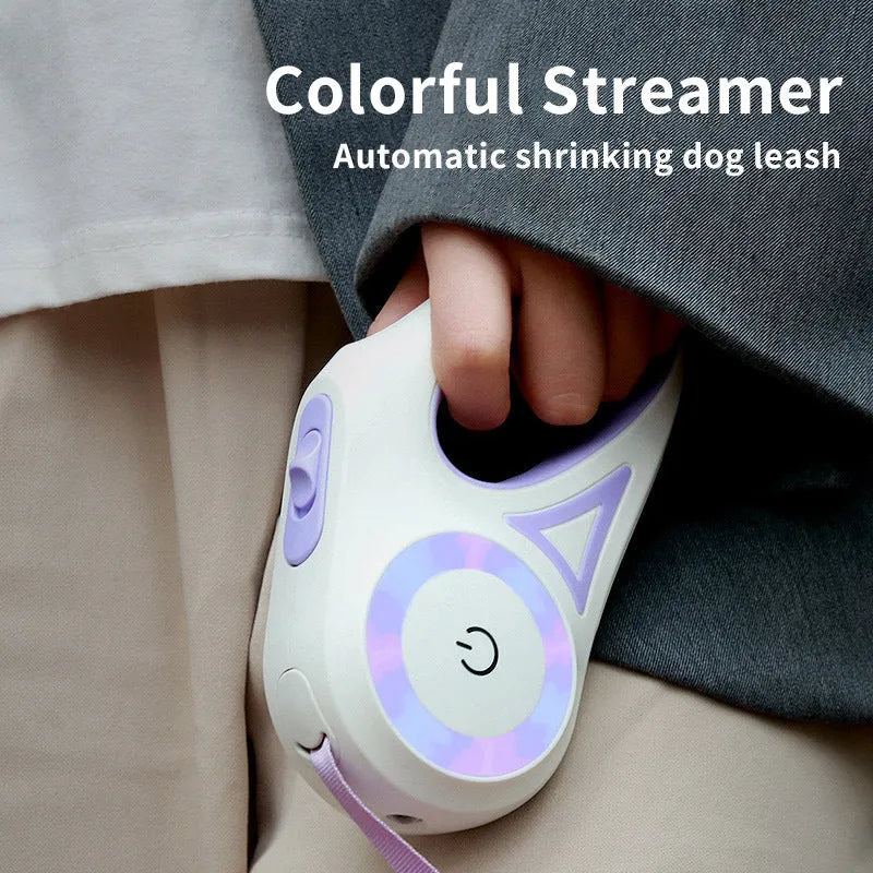 Retractable dog leash in Dream Purple, 3m length, with one-handed brake button and ABS housing