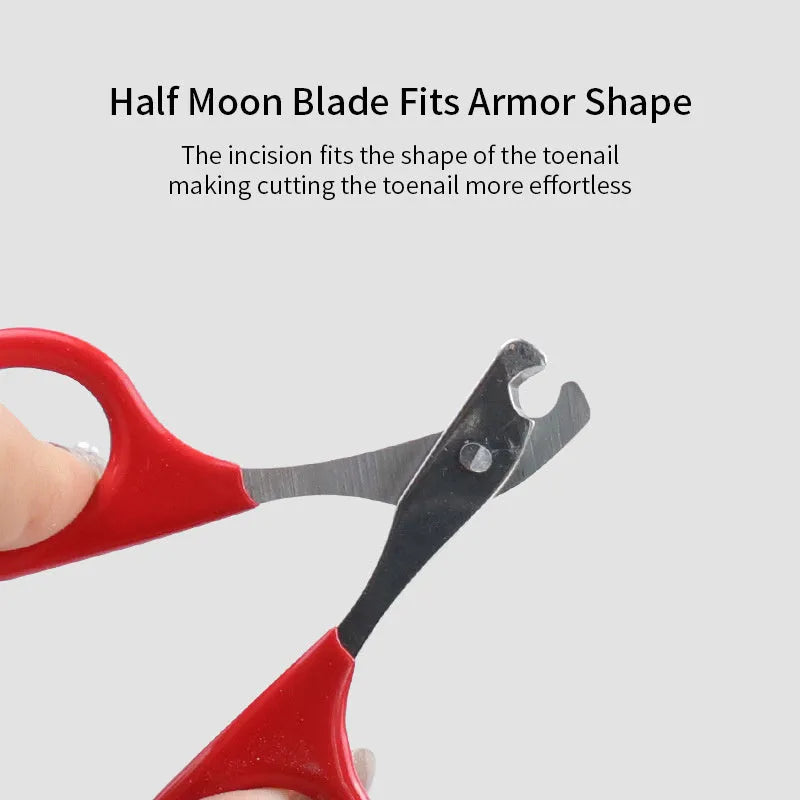 Professional pet nail clippers with stainless steel blade and coloured anti-slip handle.