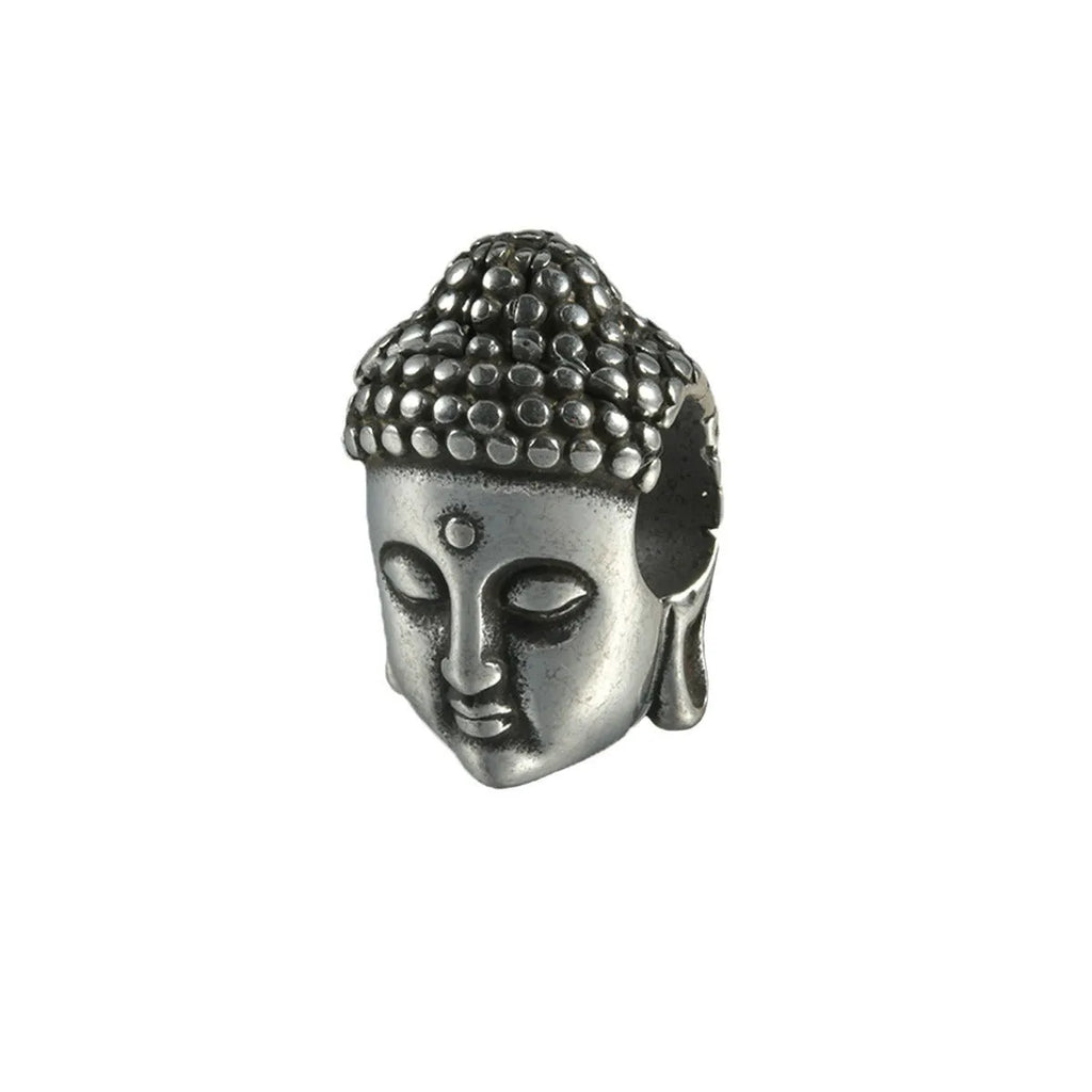 Stainless steel hollow skull Buddha head geometric earrings in four colour options.