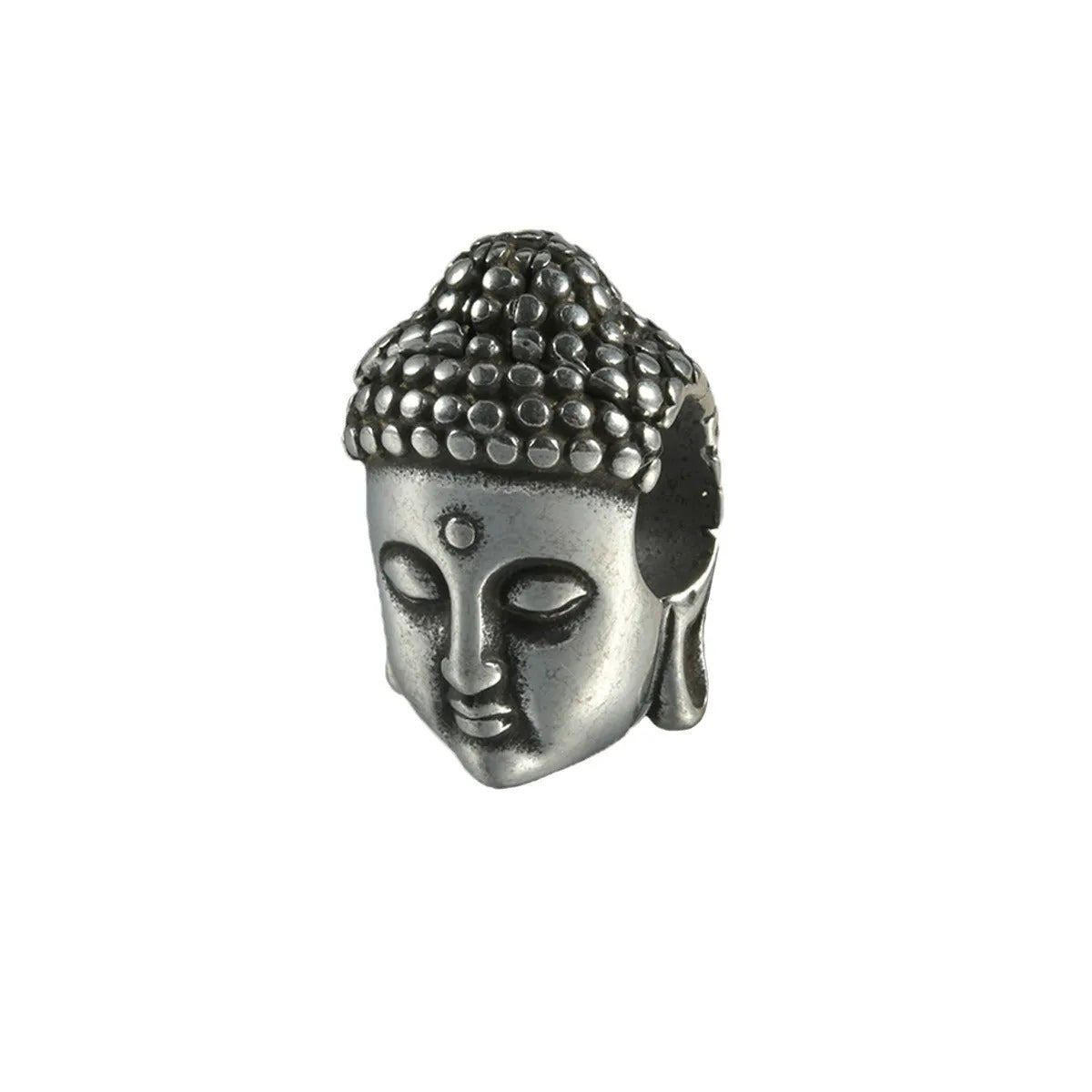 Stainless steel hollow skull Buddha head geometric earrings in four colour options.