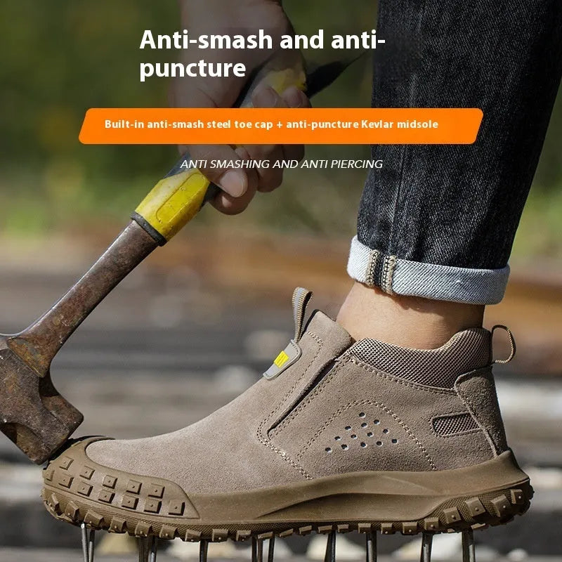 Mid-calf welding safety shoes in grey with steel midsoles for industrial work protection