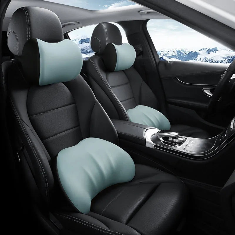 Memory foam automotive waist cushion in black elastic fabric for car lumbar support