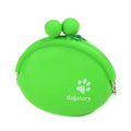 Yellow silicone dog training treat pouch with hook and loop closure, shown on a waist belt