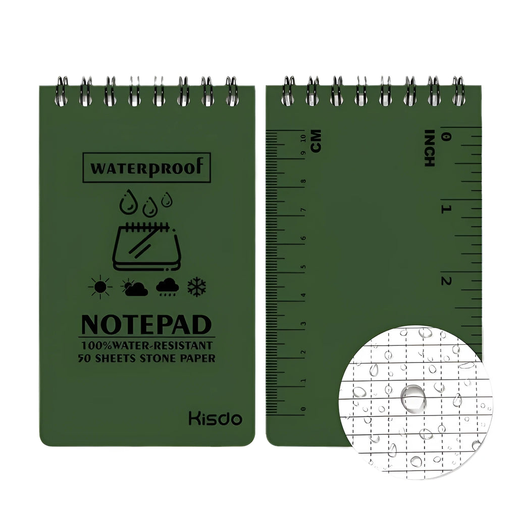A5 waterproof spiral notepad with stone paper pages in camouflage pattern