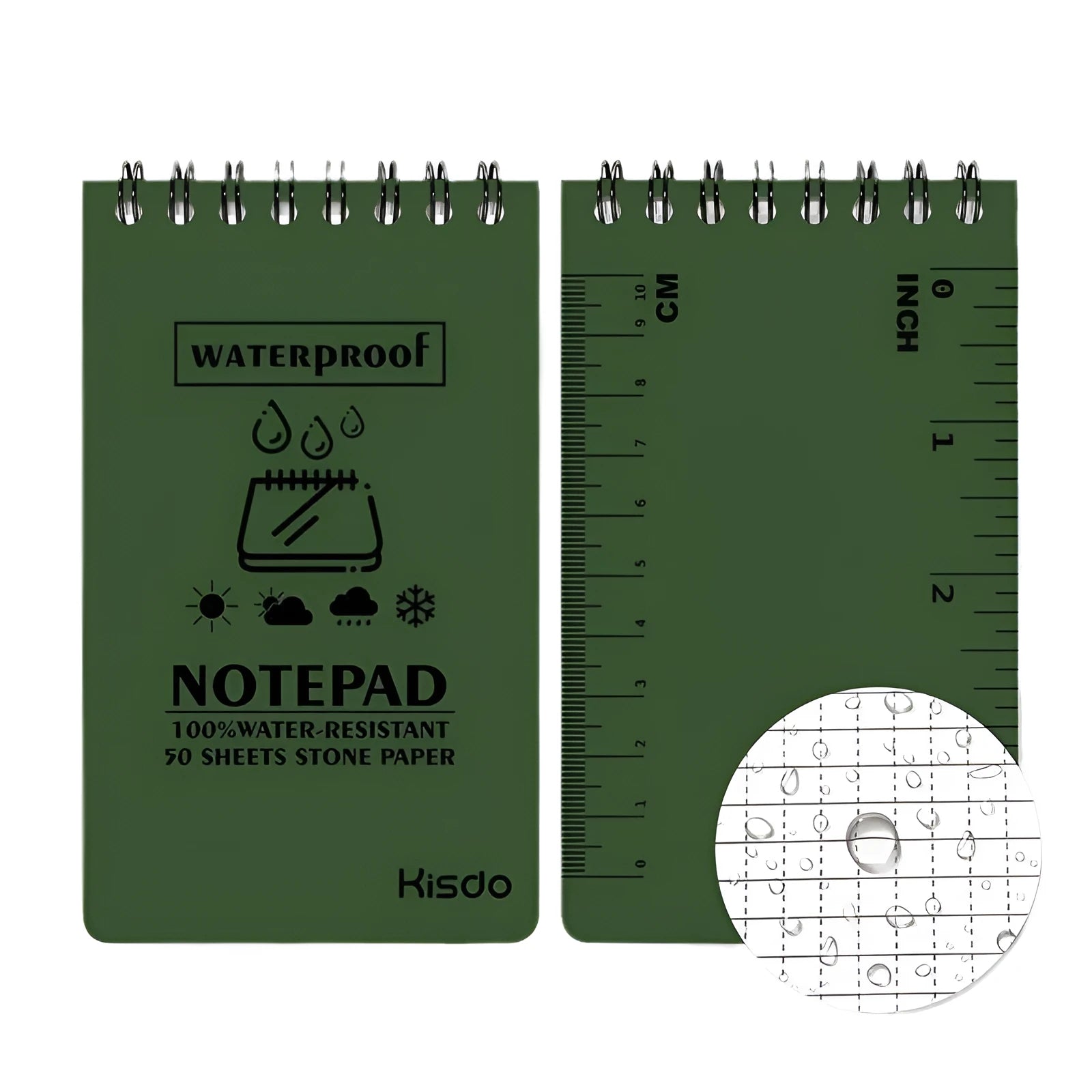 A5 waterproof spiral notepad with stone paper pages in camouflage pattern