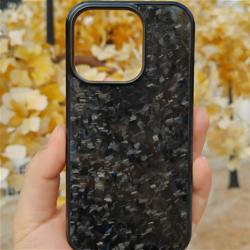 Plastic phone case protective cover for iPhone in Forged Blue finish showing back view