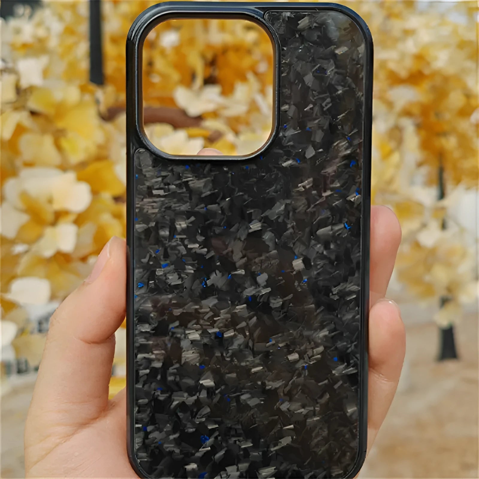 Plastic phone case protective cover for iPhone in Forged Blue finish showing back view