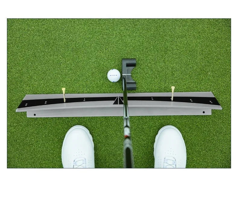 Adjustable golf putter trajectory balance simulator with PVC construction for indoor putting practice