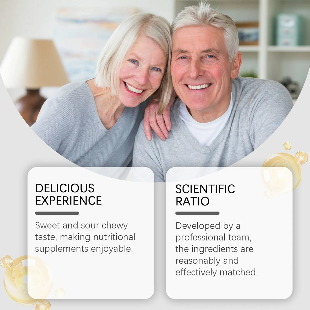 Pack of 20 fruit-flavoured soft candy gummies for skin care and dietary supplementation.