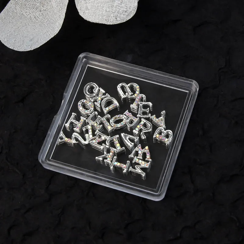 12 Constellation Nail Art Accessories set of metal alloy Princess Series decals with letters pattern in gold tone