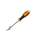 Black and yellow stone cleaning hook tool with stainless steel hook head for removing debris from tyre treads