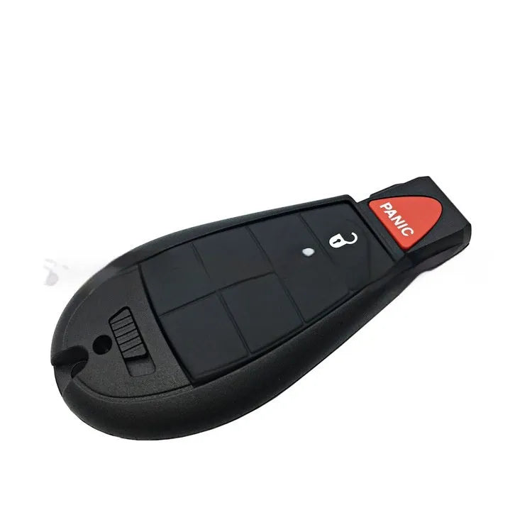 Dodge Chrysler car key shell replacement in ABS plastic with brass components, showing dimensions of 85mm by 42mm.