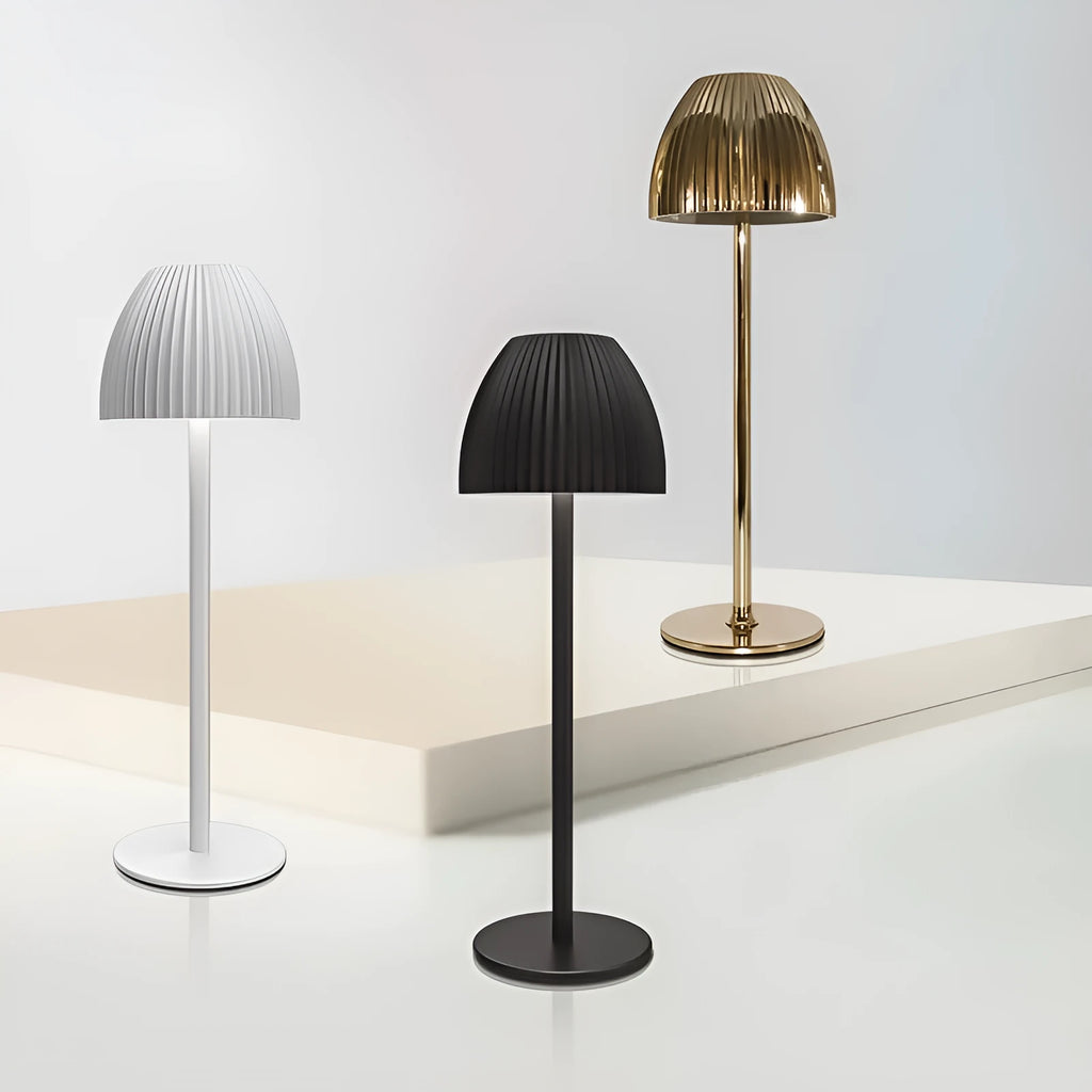 Ins pattern dimmable night lamp with thin round bottom design in black or white options