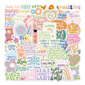 Pack of 50 pink graffiti-style motivational statement stickers for laptop and luggage decoration