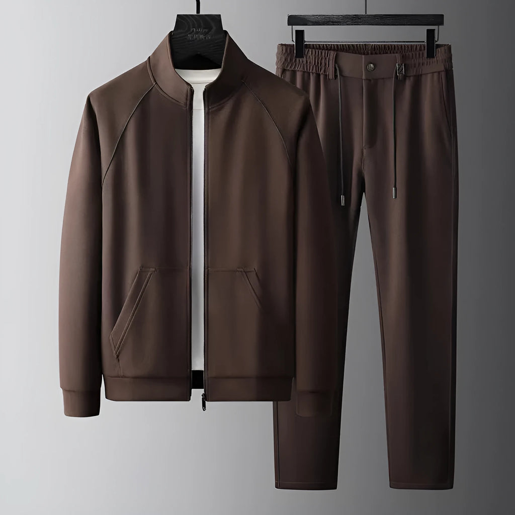 Men's stand collar sports suit in slim fit with coordinating pants