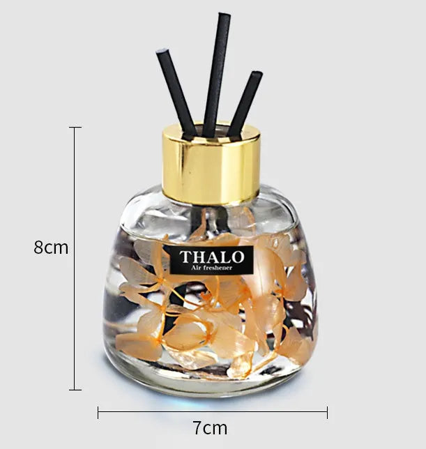 Creative glass bottle car perfume ornament for loose incense aromatherapy, shown in various colour scents.