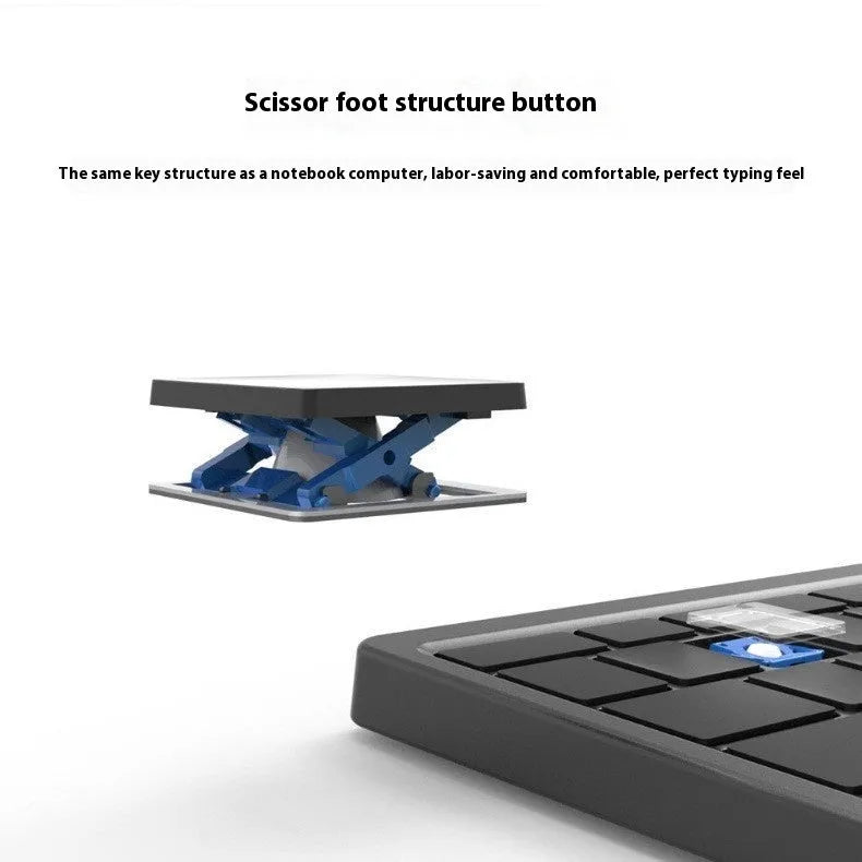 Universal wireless Bluetooth keyboard with touch pad inside a grey hardcover sheath with stand.