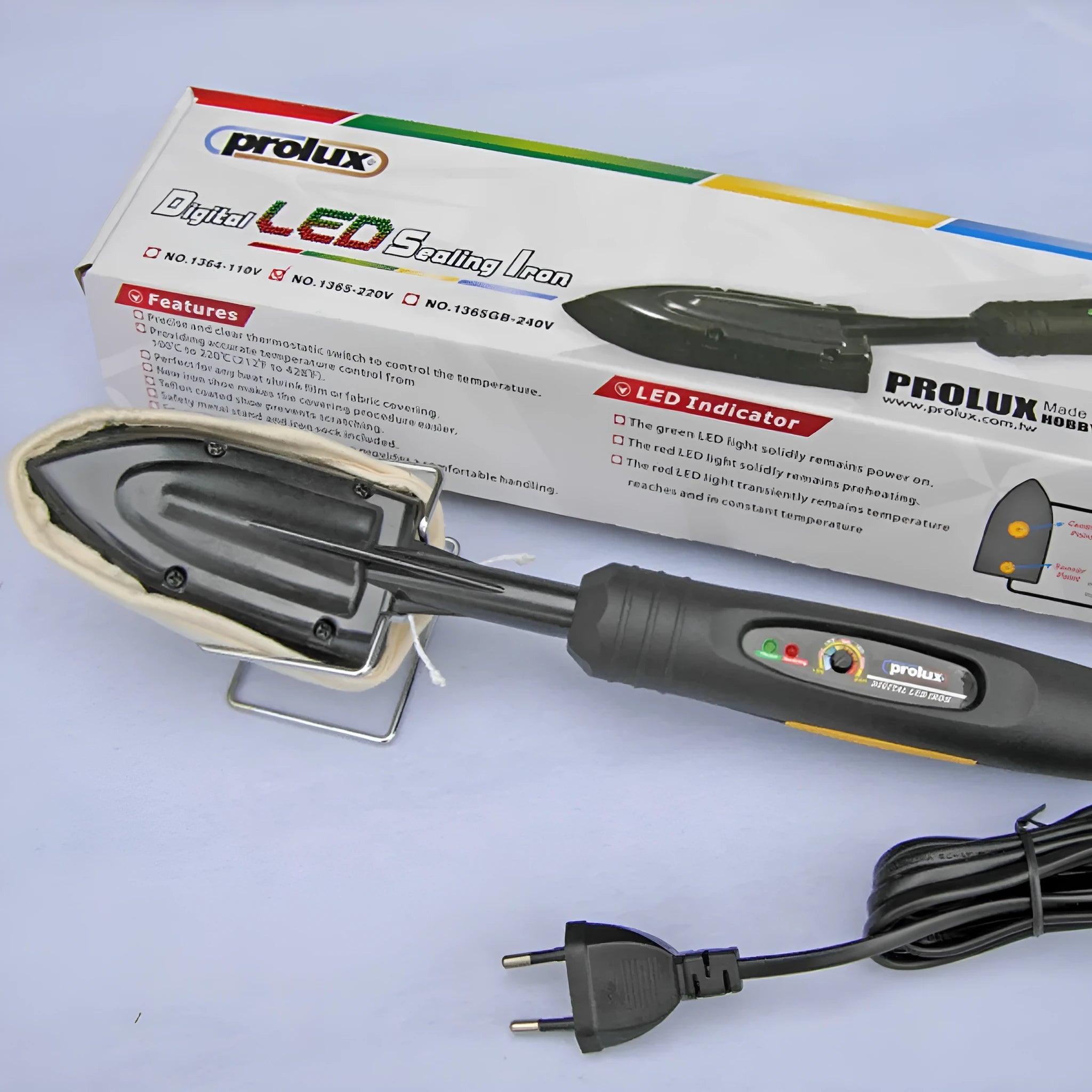 Electronic temperature control hot iron for skin models with metal, PTFE and TPR construction.
