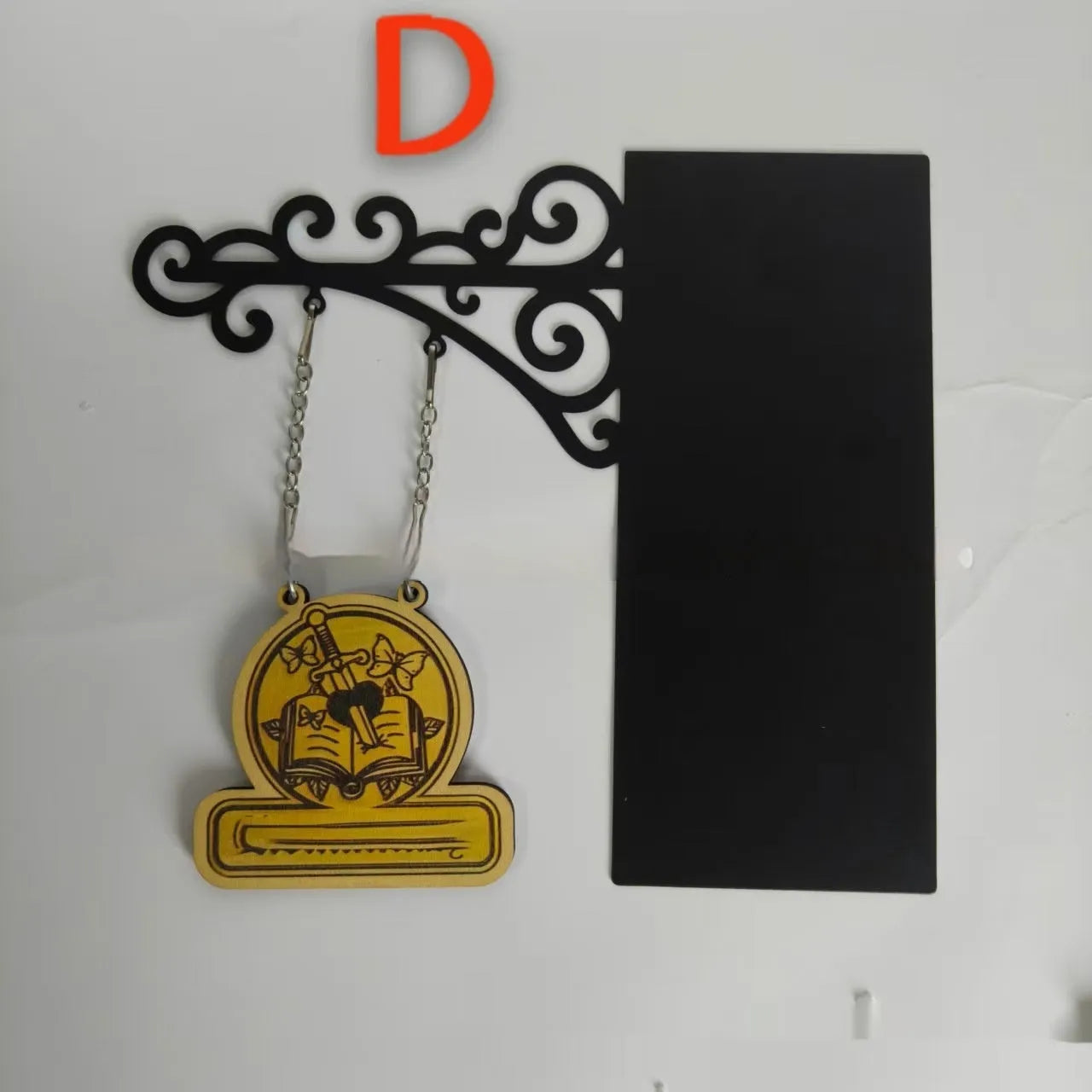 Traditional pub sign style book divider ornament for bookshelf organisation