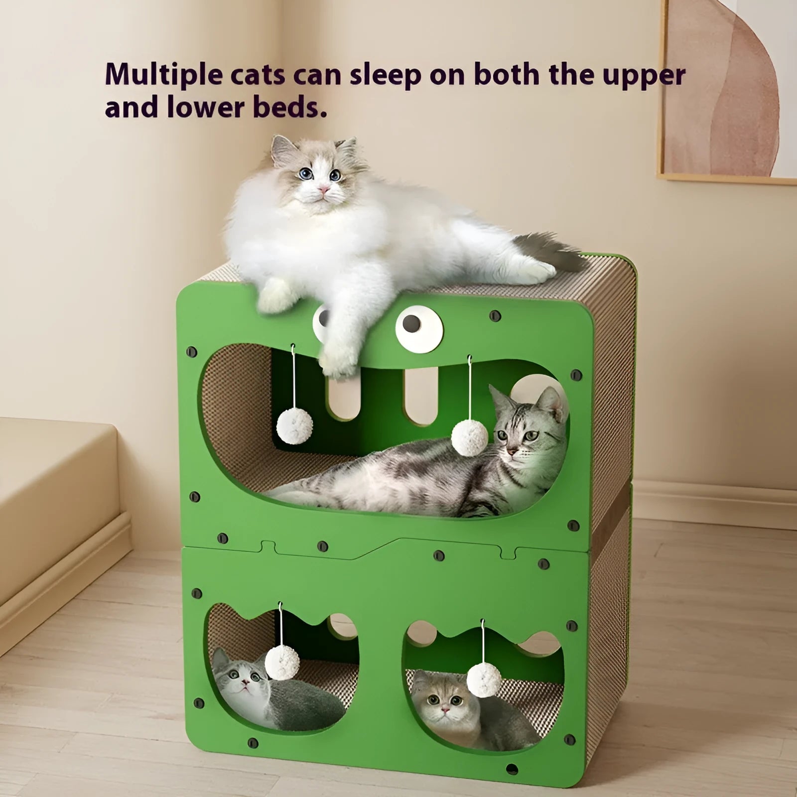 Double-layer cat scratching nest with wear-resistant material in owl and cat head design options