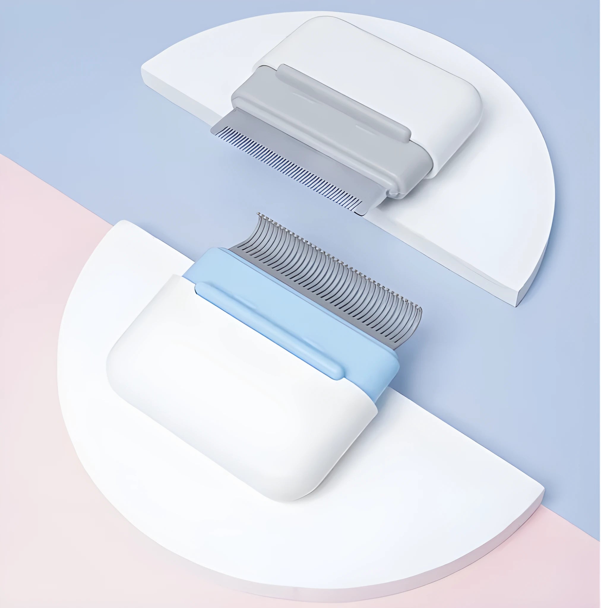 Cat hair comb plastic grooming tool to remove floating fur available in multiple colours